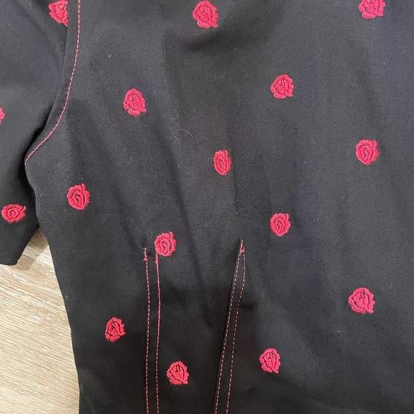 C/MEO Collective Anthropologie Black Pink Floral Rose Embroidered Mini Dress - Picture 11 of 11